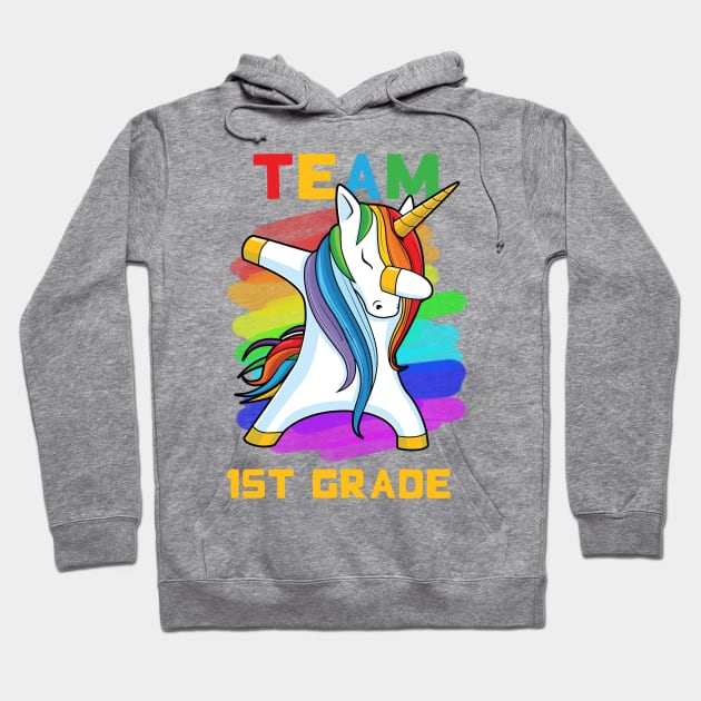 Team 1ST GRADE Unicorn Dabbing Gift Back To School Hoodie by johnbbmerch